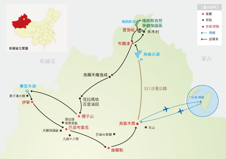 北疆行程地圖